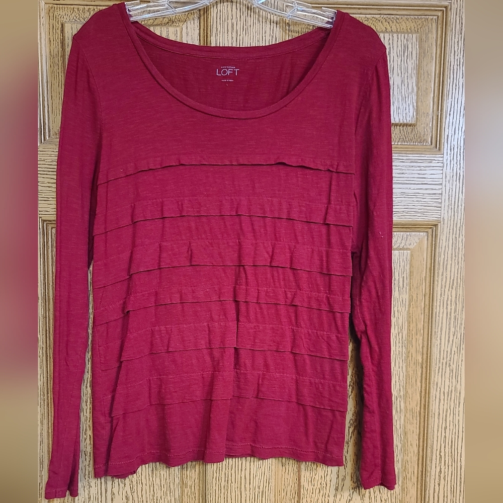 LOFT Long Sleeve Red Top